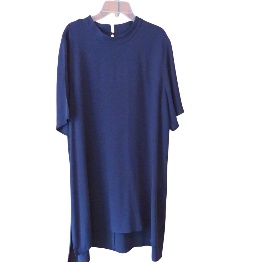 Eileen Fisher Navy Blue Tunic/Dress, Size Large, Boxy, Loose Fit - EUC